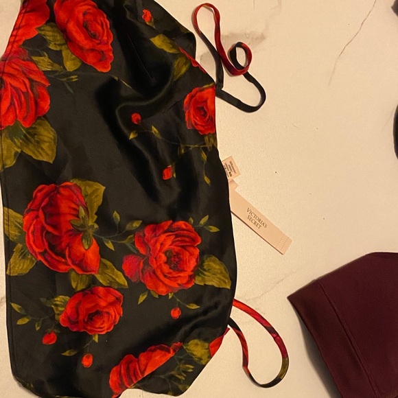 Victoria's Secret Other - Victoria's Secret Black and Red Floral Satin Lingerie